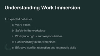 Understanding Work Immersion
 