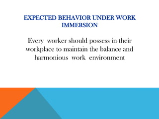 Work Immersion Guidelines for Senior High School Students | PPTX