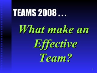 TEAMS 2008 . . . What make an Effective Team? 