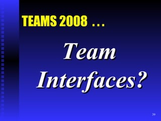 TEAMS 2008  . . . Team Interfaces? 