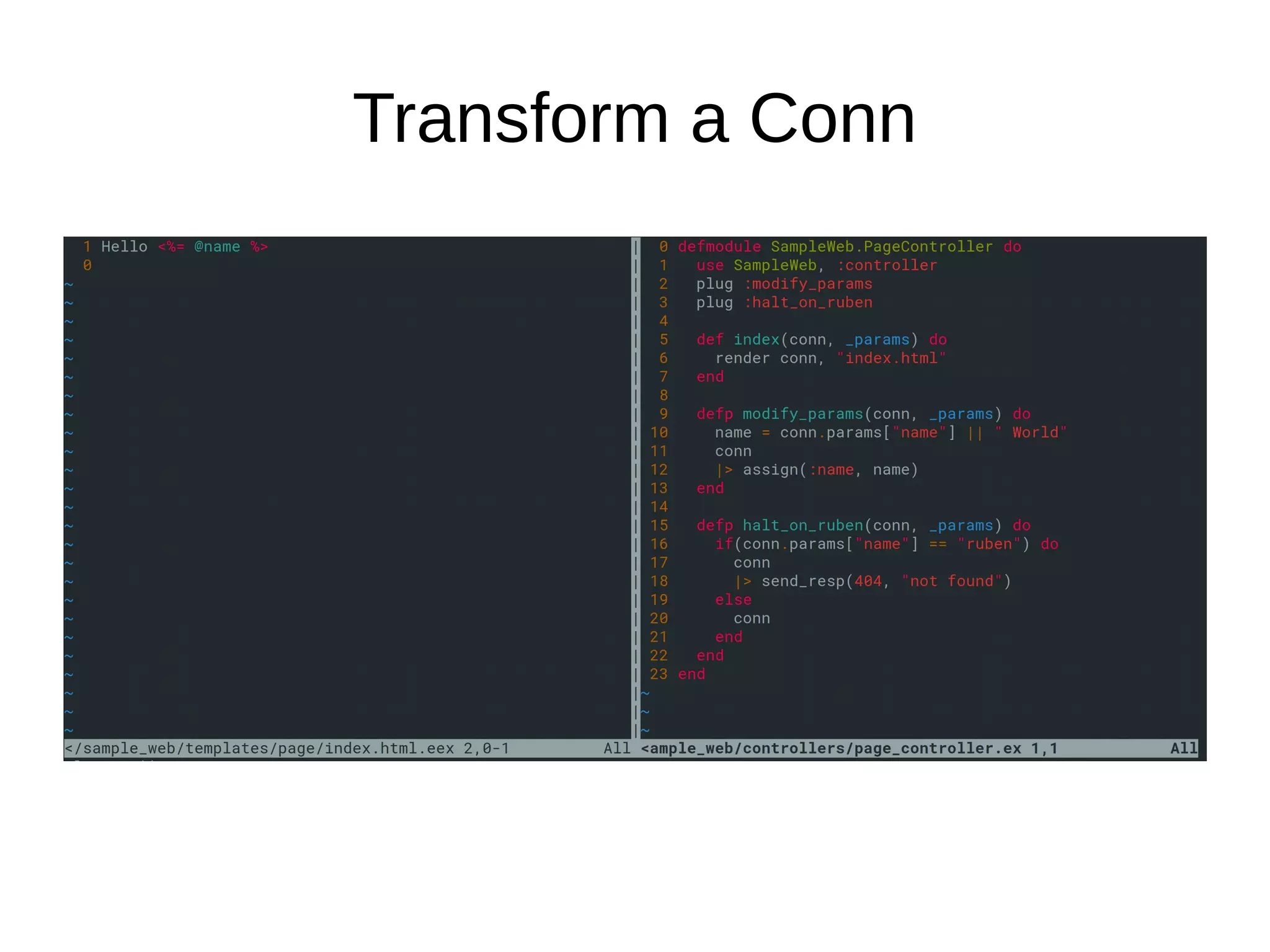 Transform a Conn
 