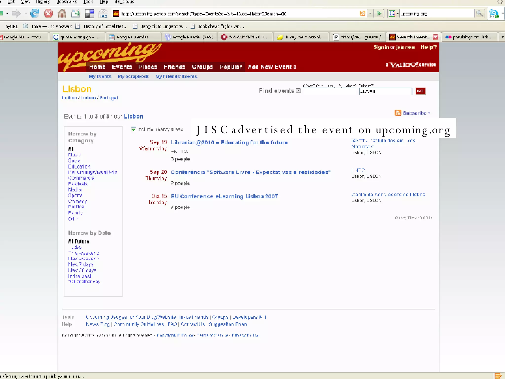 JISC advertised the event on upcoming.org 