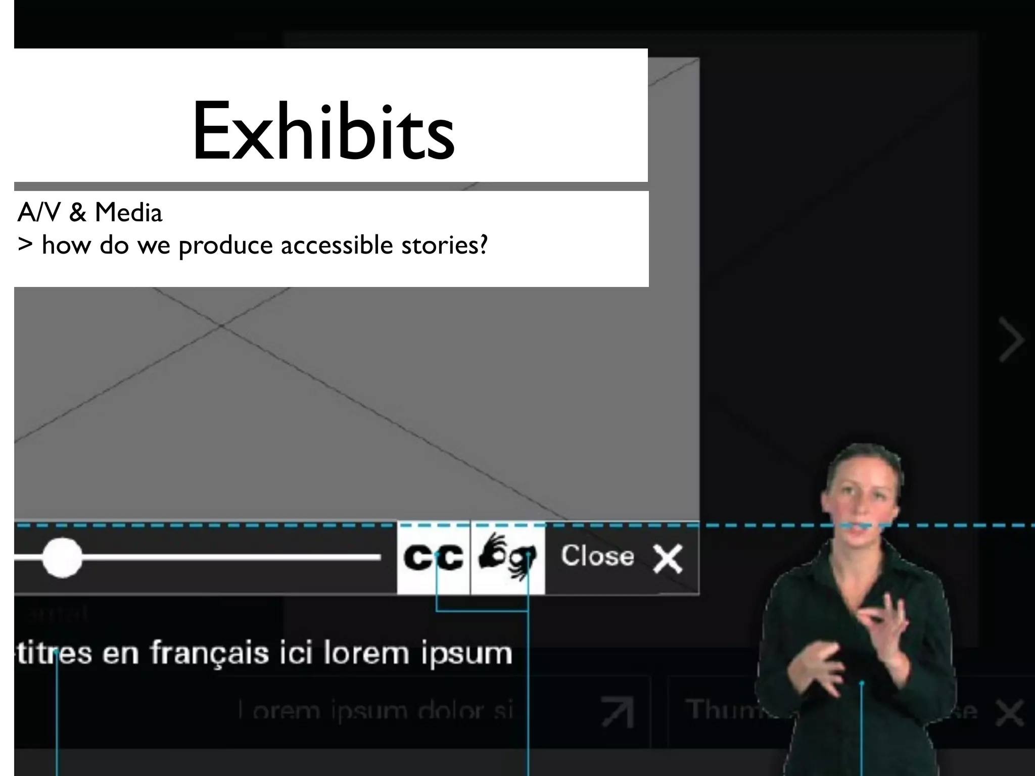 Exhibits
A/V & Media
> how do we produce accessible stories?
 