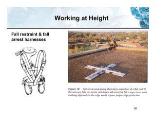 56
Working at Height
Fall restraint & fall
arrest harnesses
 