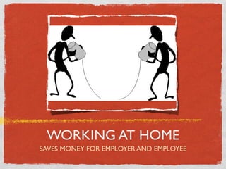 WORKING AT HOME
SAVES MONEY FOR EMPLOYER AND EMPLOYEE
 