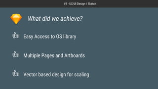 Easy Access to OS library
Multiple Pages and Artboards
Vector based design for scaling
What did we achieve?
#1 - UX/UI Design / Sketch
 