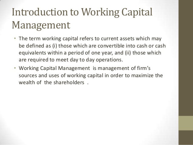 working capital management define working capital
