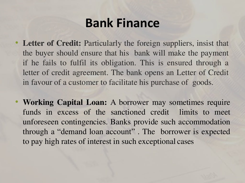 Working Capital Financing and Regulation of Bank Credit