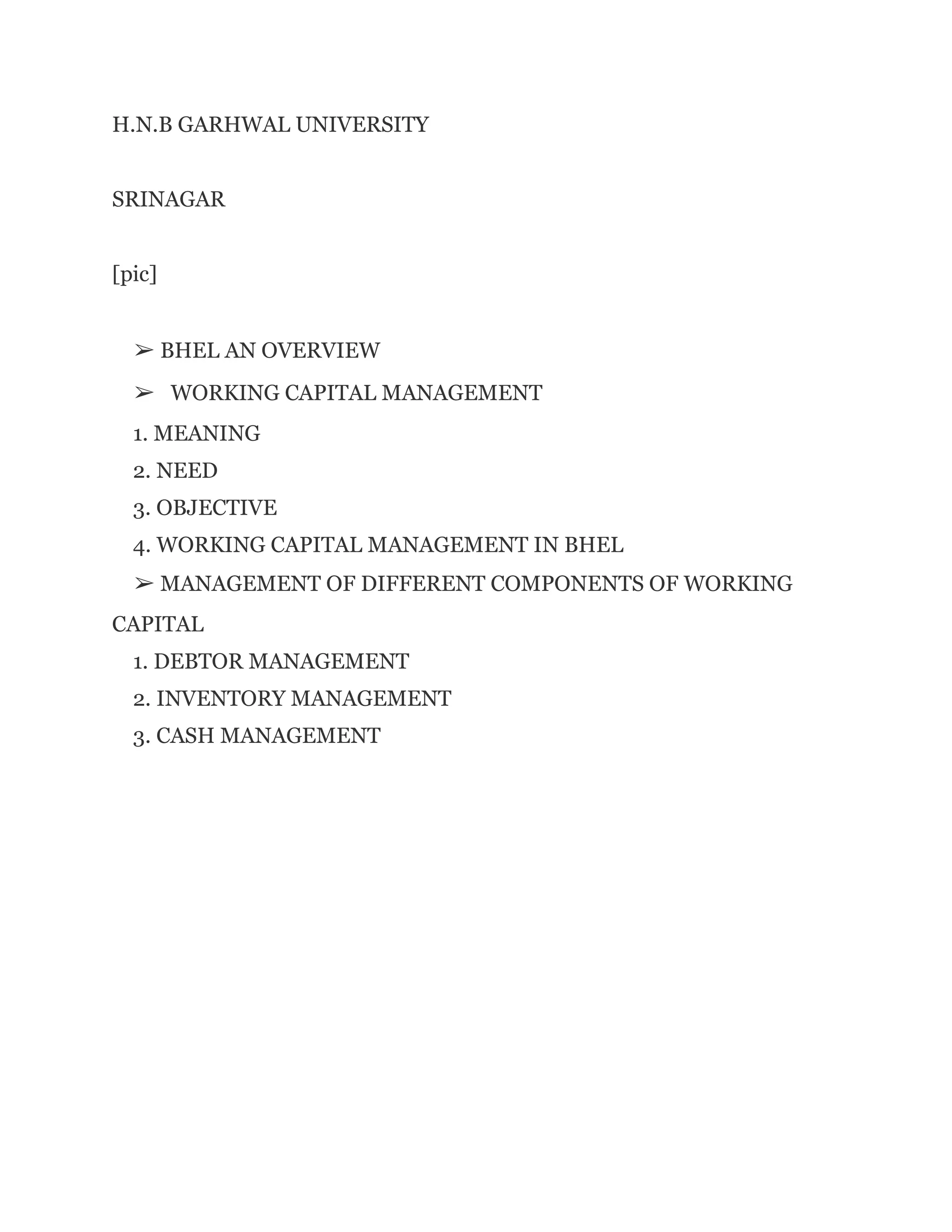 Working Capital Introduction