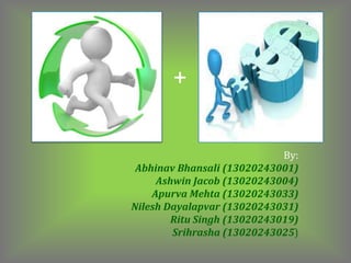 +
By:
Abhinav Bhansali (13020243001)
Ashwin Jacob (13020243004)
Apurva Mehta (13020243033)
Nilesh Dayalapvar (13020243031)
Ritu Singh (13020243019)
Srihrasha (13020243025)

 