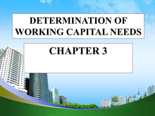 DETERMINATION OF
WORKING CAPITAL NEEDS
CHAPTER 3
 