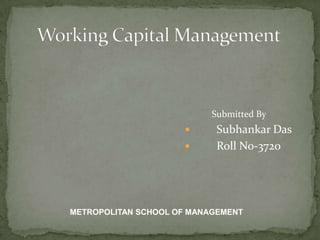 Submitted By
 Subhankar Das
 Roll No-3720
METROPOLITAN SCHOOL OF MANAGEMENT
 