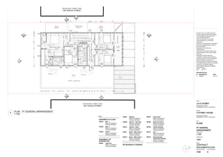 N
1607
PLANS
4 STOREY HOUSE
CONTRACT
DOCUMENTATION
J & E STOREY
1006
Title
Drawing Number Current Revision
All work to be in accordance with local
authority's building codes and standards,
The NCC/NZBC and all relevant and
current Aus/NZ Standards.
Verify all dimensions on site before
ordering materials or commencing
construction.
Contractor to notify architect immediately if
there are any discrepancies or errors in
the documentation.
Dimensions from stud for new
partitions/setout.
Dimensions from finished surface for all
existing partitions and for interior details,
joinery etc.
Drawings are design details only.
Contractor to provide shop drawings for
architects approval of all joinery elements
before commencing construction or
ordering materials. Provide finish samples
for architects approval before commencing
construction or ordering materials.
Do not scale off drawings. Use figured
dimensions only.
Status
Client
Project
Job Number
FF GENERAL
ARRANGEMENT
285 GOOCH STREET
THORNBURY VIC 3071 AUSTRALIA
Scale at A3
1:100
CheckedDrawn
JC JC
285 GOOCH STREET
THORNBURY VIC 3071 AUSTRALIA
REVISION DETAILS
ID DESCRIPTION DATE
A TENDER xx.xx.16
A
D20D20
D27 D27
D22D22
D26
UP
1
2003
1
2003
2
2003
2
2003
1
2001
2
2002
1
2002
2
2001
32902420475125
125240012602400125
697 800 1 935 800 1 910 800 1 085 450 720 955 1 150 650 3 530
9 116 400 1 774 400 3 791
9001525
435 900 900 900 435
10269001359002100
675900
1050
MF008
MF008
MF008
MF008
MF008
MF009
MF009
MF011
MF011
MF007
MF012
CEQ19
CEQ20
CEQ20
CEQ20
EQ006
EQ008
EQ007
EQ006
EQ012
EQ009
EQ010
EQ011
CEQ23
RO O F
BEL O W
RO O F
BELO W
A
W
N
IN
G
B
E
LO
W
PERGOLABELOW
+ 3 . 2 0 0 F L
ROBE
ROBEROBE
RO B E
CO URT YARD
BELO W
M A S T E R B E D
E N S U I T E
B E D 4
ROBE
B A T H
C I R C U L A T I O N
B E D 3
B E D 2
BALCONY
BALCONY
R O O F G A R D E N
p a v e r s
p a v e r s
1 2 3 4 5 6 7 8 9 10 11 12 13 14 15 16 17
D23D24
D25
D21D25
D25
D19D19
D28
D27
WT03
WT02
WT03
WT03
WT03
WT03
WT03
WT03
WT03
WT02
WT02
ADJACENT DWELLING
283 GOOCH STREET
ADJACENT DWELLING
287 GOOCH STREET
Notes
EQUIPMENT BY CLIENT
Bed - 1CEQ19
Refer to Finishes &
Fixtures Schedule
Bed - 2CEQ20
Refer to Finishes &
Fixtures Schedule
CouchCEQ23
Refer to Finishes &
Fixtures Schedule
EQUIPMENT1 BY
CONTRACTOR
Toilet PanEQ006
Refer to Finishes &
Fixtures Schedule
BathtubEQ007
Refer to Finishes &
Fixtures Schedule
Shower - Rail TypeEQ008
Refer to Finishes &
Fixtures Schedule
Shower - CabinEQ010
Refer to Finishes &
Fixtures Schedule
Basin - Wall outlet -2EQ011
Refer to Finishes &
Fixtures Schedule
Basin - Wall outlet -3EQ012
Refer to Finishes &
Fixtures Schedule
MF MATERIALS & FINISHES
Green RoofMF007
Refer to Finishes &
Fixtures Schedule.
Recycled TimberMF008
Refer to Finishes &
Fixtures Schedule.
Timber DeckingMF009
Refer to Finishes &
Fixtures Schedule.
Tile - 1MF011
Refer to Finishes &
Fixtures Schedule.
Polycarbonate /
Translucent Roofing
MF012
Refer to Finishes &
Fixtures Schedule
1
1:100
PLAN FF GENERAL ARRANGEMENT
 