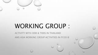 WORKING GROUP :
ACTIVITY WITH OEM & TIERS IN THAILAND
AMS ASIA WORKING GROUP ACTIVITIES IN FY2018
 