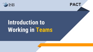 Introduction to
Working in Teams
PACT
 