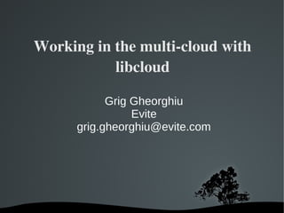 Working in the multi­cloud with 
           libcloud

            Grig Gheorghiu
                 Evite
      grig.gheorghiu@evite.com




             
 