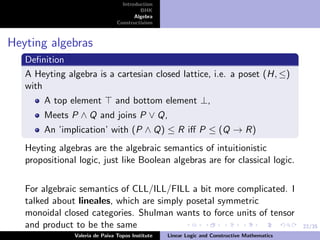 Linear Logic and Constructive Mathematics, after Shulman | PDF