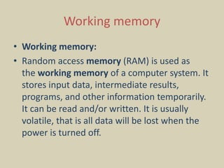 Working memory in computer | PPTX