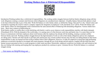 Working Mothers Face A Whirlwind Of Responsibilities | PPT