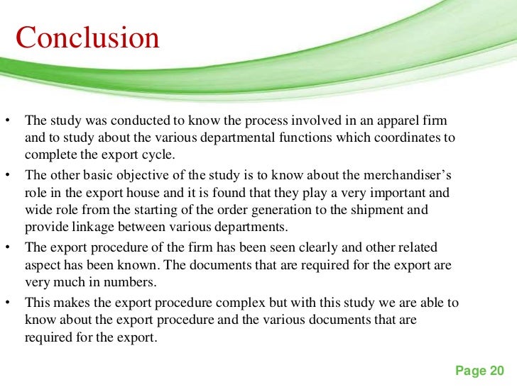 Working of an export house