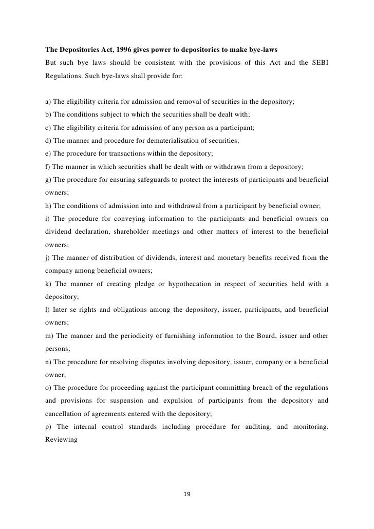 Depository system of stock trading in india