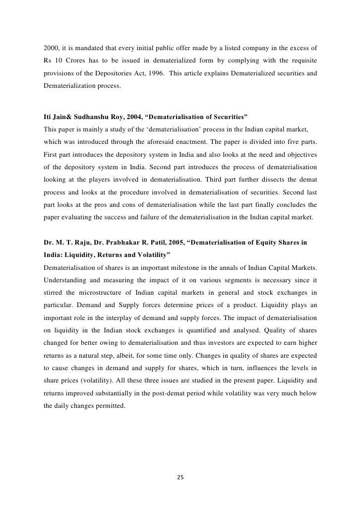 Depository system of stock trading in india