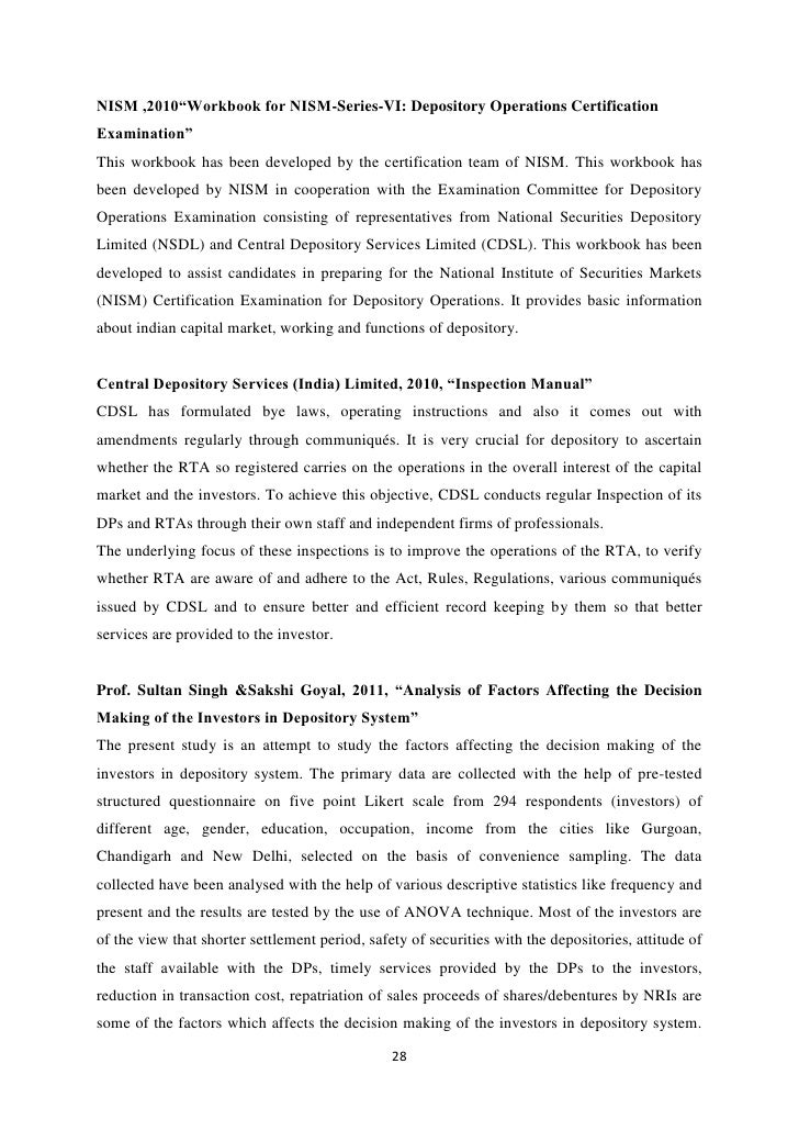Depository system of stock trading in india