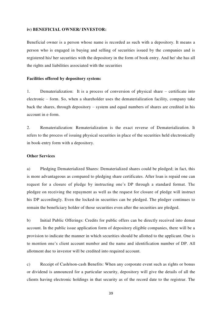 Depository system of stock trading in india