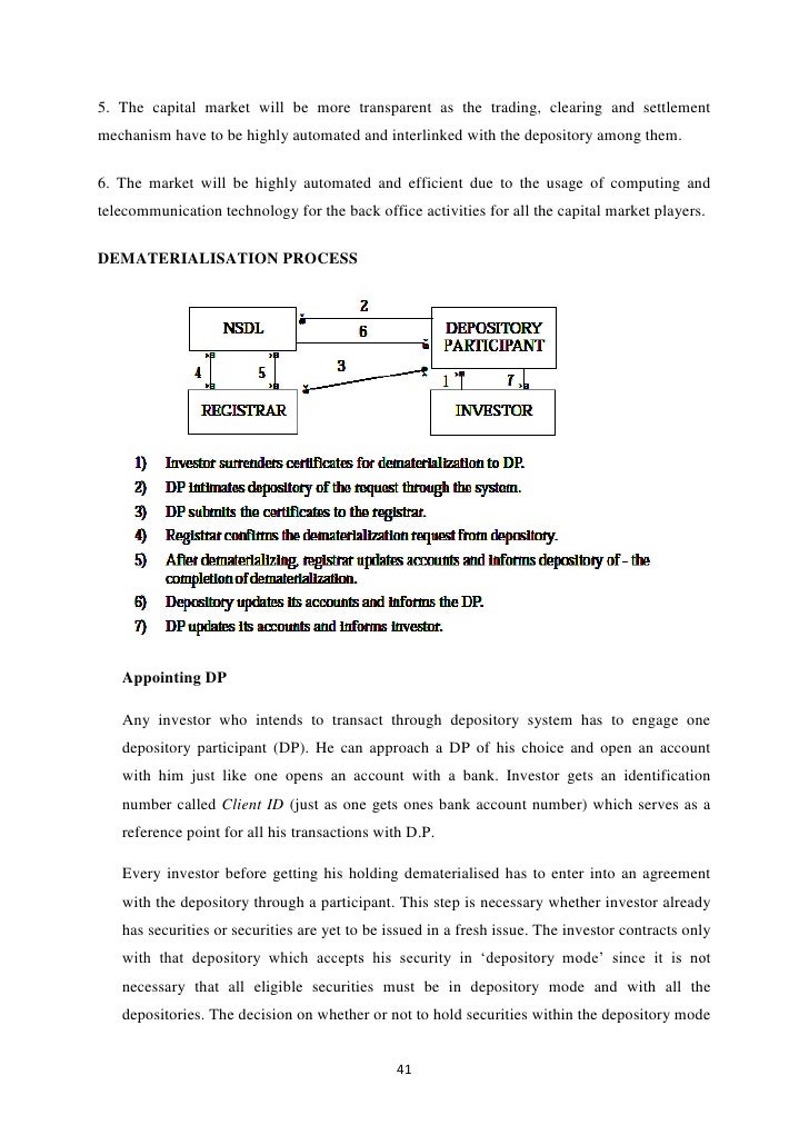 Depository system of stock trading in india
