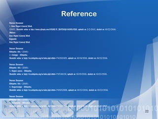 Reference
Internet Document
1. How Digital Cameras Work
(2015). Available online at http://www.astropix.com/HTML/I_ASTROP/HOW.HTM, updated on 2/2/2015, checked on 10/22/2016.
Abstract:
How Digital Cameras Work
Keywords:
How Digital Cameras Work
Internet Document
Wikipedia (Ed.) (2016):
2. Calotype - Wikipedia.
Available online at https://en.wikipedia.org/w/index.php?oldid=741202483, updated on 10/18/2016, checked on 10/22/2016.
Internet Document
Wikipedia (Ed.) (2016):
3. Digital camera - Wikipedia.
Available online at https://en.wikipedia.org/w/index.php?oldid=745146118, updated on 10/19/2016, checked on 10/22/2016.
Internet Document
Wikipedia (Ed.) (2016):
4. Daguerreotype - Wikipedia.
Available online at https://en.wikipedia.org/w/index.php?oldid=745632006, updated on 10/22/2016, checked on 10/22/2016.
Internet Document
Wikipedia (Ed.) (2016):
5. Heliography - Wikipedia.
Available online at https://en.wikipedia.org/w/index.php?oldid=745617005, updated on 10/22/2016, checked on 10/22/2016.
22
 