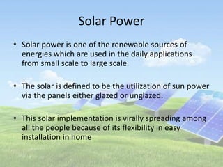 solar power system parts and working of solar water heater | PPTX