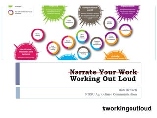 Narrate Your Work
Bob Bertsch
NDSU Agriculture Communication
Working Out Loud
#workingoutloud
 