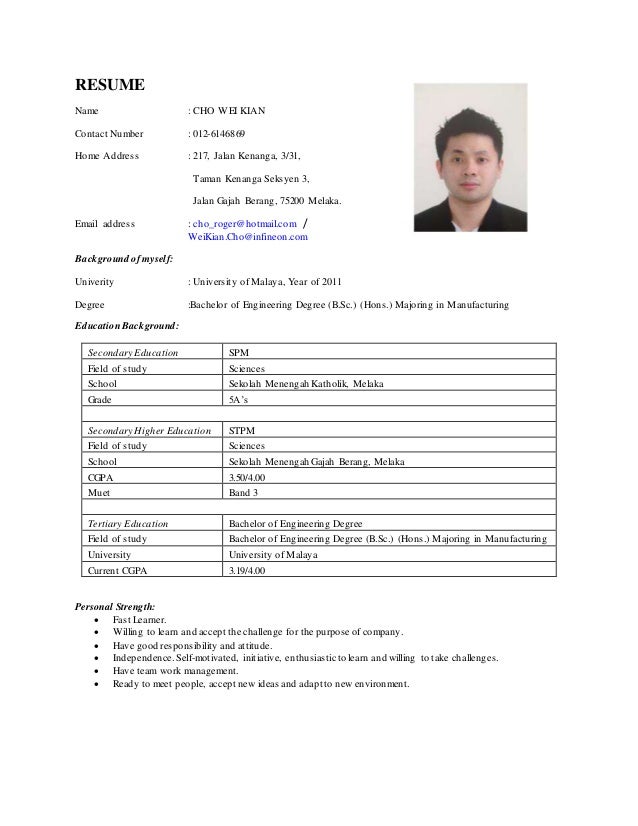 working resume