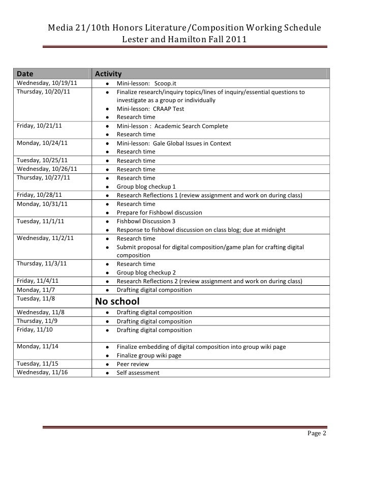 Working Schedule Post Labor Day Media 21 Lester And Hamilton Draft 1 Working Schedule Post Labor Day Media 21 Lester And Hamilton Draft 1
