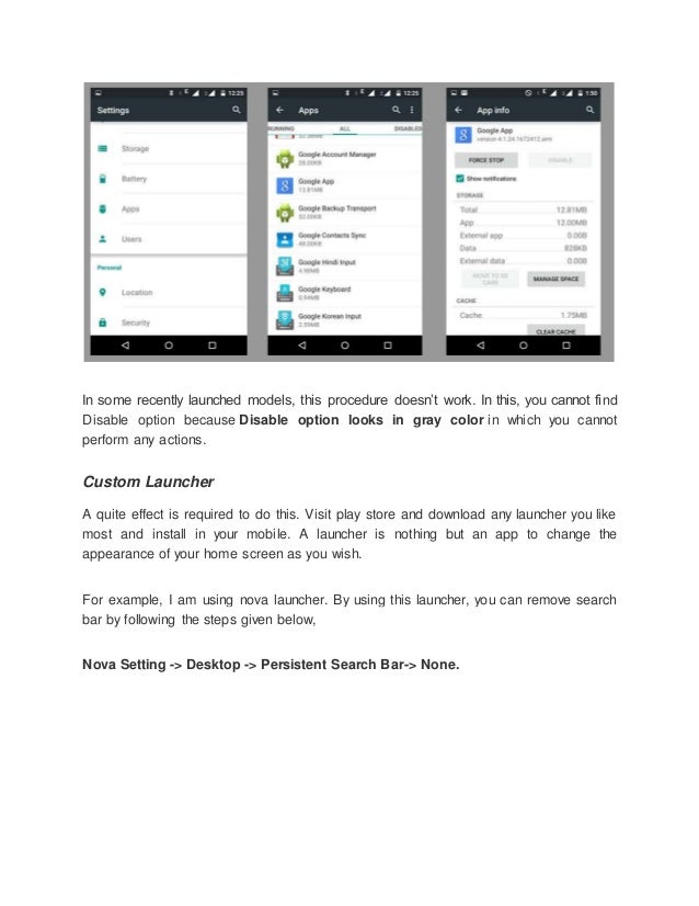 Remove Search Bar From Android Home Screen