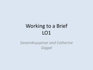 Working to a Brief
        LO1
SanemKoyupinar and Catherine
          Giggal
 