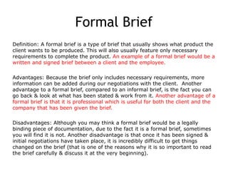 Formele Brief Example Working to a brief resubmission | PPT