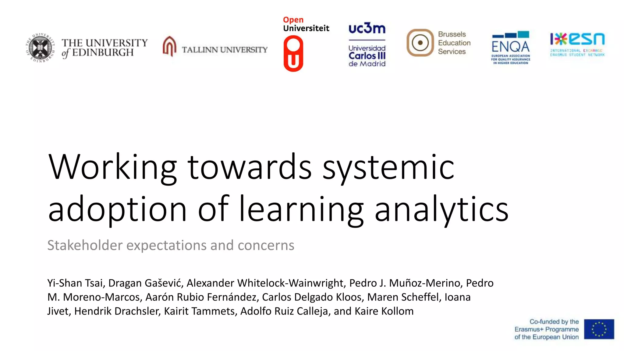 Working towards systemic adoption of learning analytics | PPT
