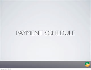 PAYMENT SCHEDULE
Sunday, June 30, 13
 