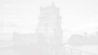 Resembles SharePoint Server API, SSOM
Strongly typed
Batch requests
Connection authentication to the server
Covers more SharePoint API than REST
JSOM Advantages
 