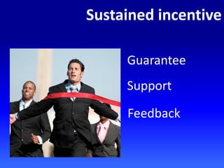 Sustained incentive
Guarantee
Support
Feedback
 