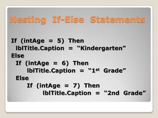 Working with comparison operators | PPT