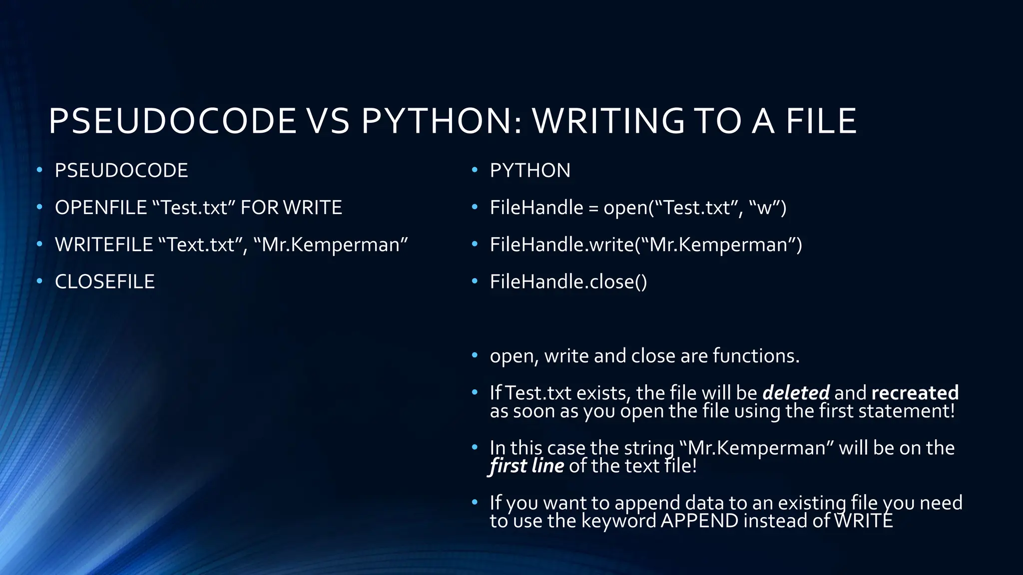 Working with files (concepts/pseudocode/python) | PPT