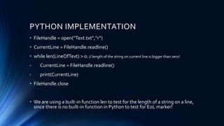 Working with files (concepts/pseudocode/python) | PPT
