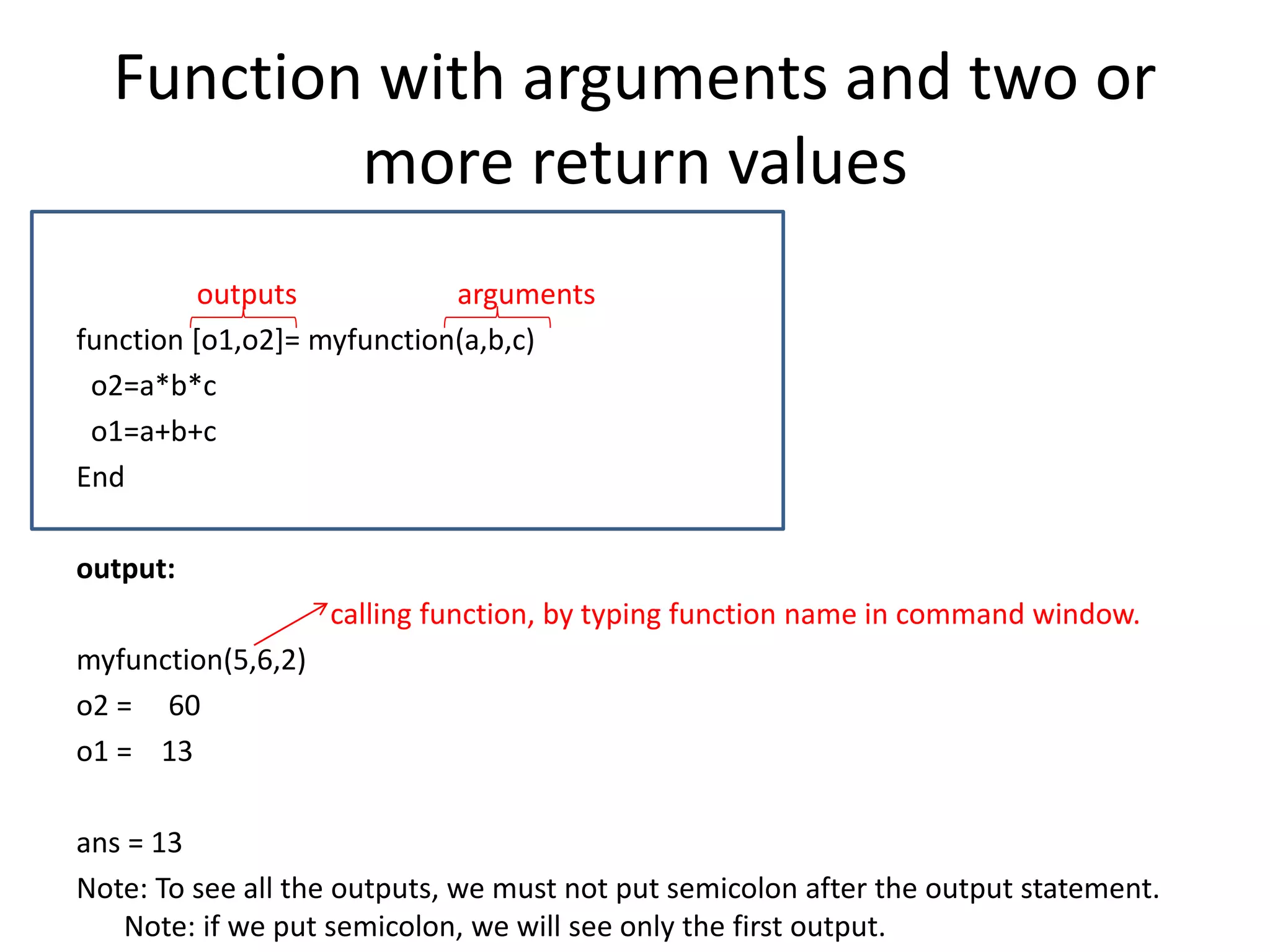Working with functions in matlab | PPT