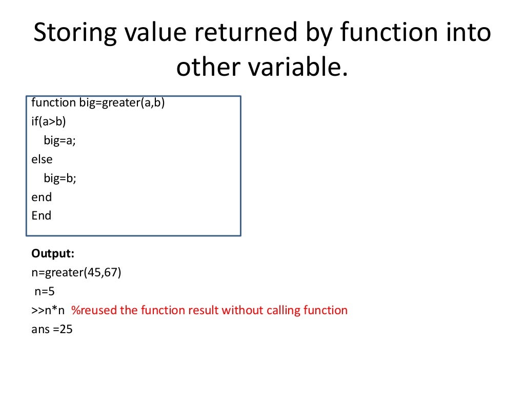 Working with functions in matlab