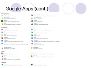 Google Apps (cont.)
 