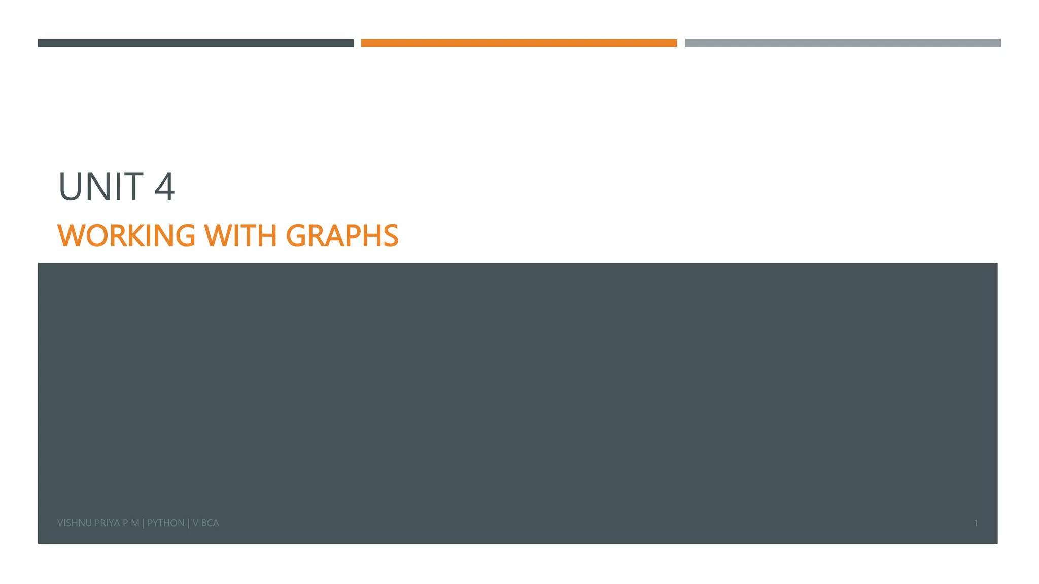 WORKING WITH GRAPHS
VISHNU PRIYA P M | PYTHON | V BCA 1
UNIT 4
 