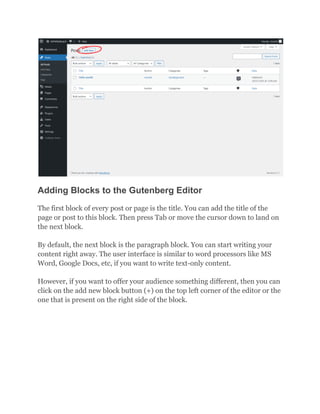 Working with Gutenberg - The WordPress Block Editor (A Beginner’s Guide ...