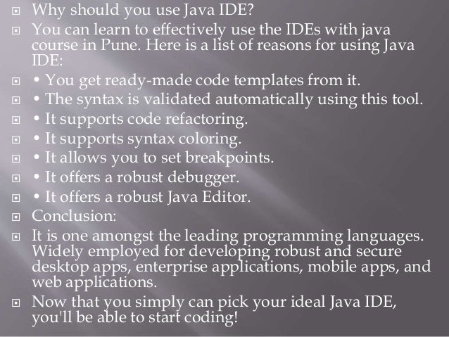 Working with Java development IDE | PPT